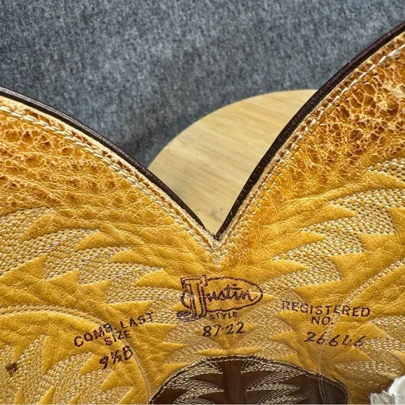 Justin Ostrich/Leather Cowboy Boots 9.5 B