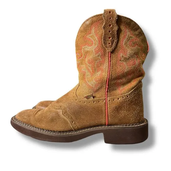 Justin Western Boots Womens Gypsy Brown Suede Distressed Workboots Sz 8.5B
