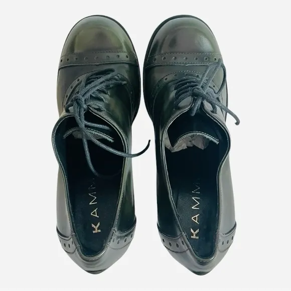 KAMMI Italy Design Lace-up Green Genuine Leather Booties Women Ankle Boots Shoes