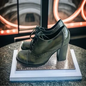 KAMMI Italy Design Lace-up Green Genuine Leather Booties Women Ankle Boots Shoes