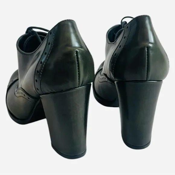 KAMMI Italy Design Lace-up Green Genuine Leather Booties Women Ankle Boots Shoes