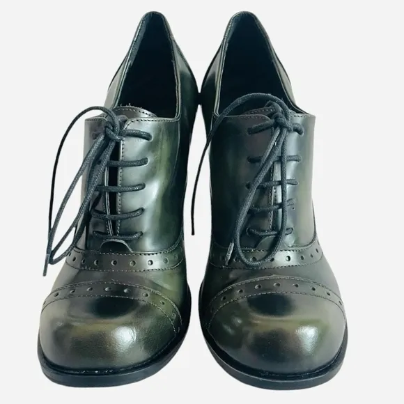 KAMMI Italy Design Lace-up Green Genuine Leather Booties Women Ankle Boots Shoes