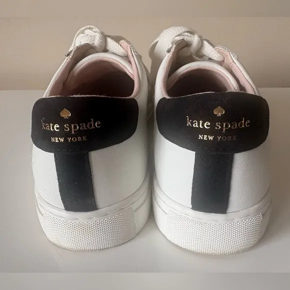 Kate Spade Fez Leather Suede Sneakers Optic White Black Size 9