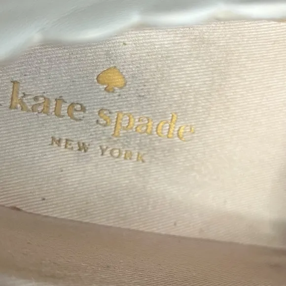 KATE SPADE Loren White Leather Scalloped Espadrille Slip-Ons Women Size 7.5
