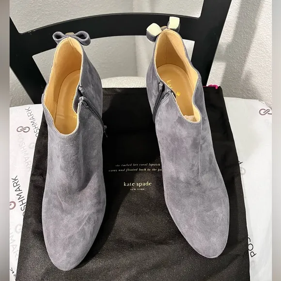 KATE SPADE NEW YORK ‘NETTA’ NIB AUTHENTIC LONDON GREY/SUEDE ANKLE BOOTS.