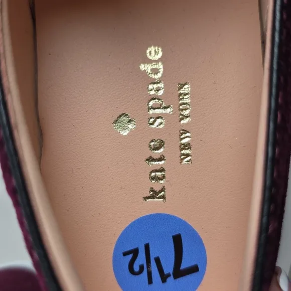 KATE SPADE NEW YORK SIZE 7.5 SHOES DELISE TOO BURGUNDY VELVET SLIP ON SNEAKERS