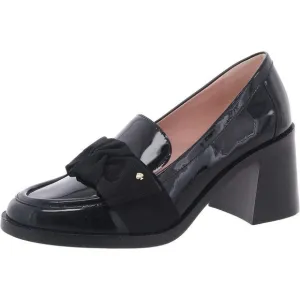 Kate Spade New York Womens Leandra Black Slip On Bow Loafer Heels Shoes New