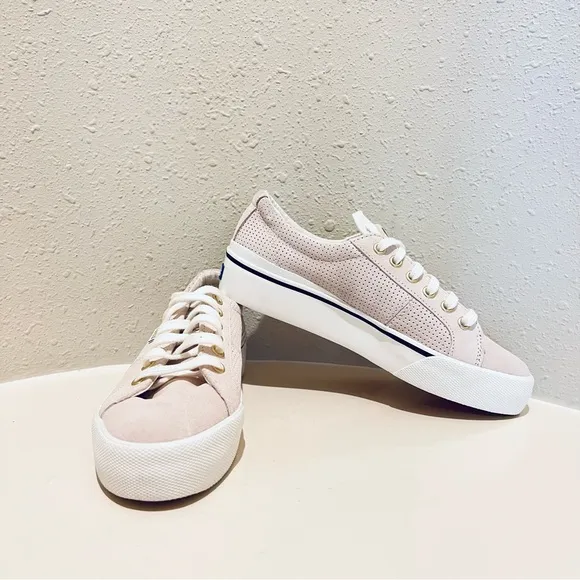 Keds Jump Kick Duo  Women’s Suede Perforated Beige Sneakers Size 7 NWT