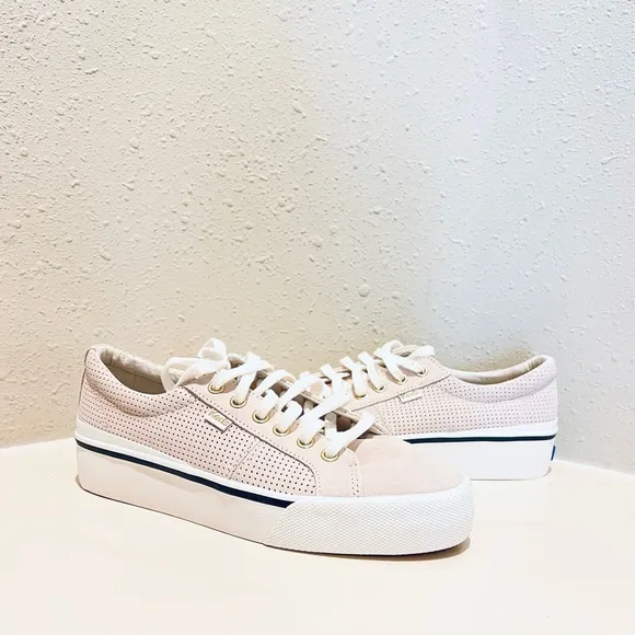 Keds Jump Kick Duo  Women’s Suede Perforated Beige Sneakers Size 7 NWT