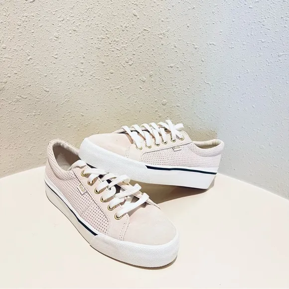 Keds Jump Kick Duo  Women’s Suede Perforated Beige Sneakers Size 7 NWT