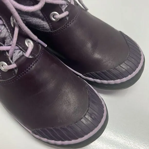 Keen Girl’s Waterproof Rubber Sherpa Lined Heather Purple Lace Up Boots Size 3