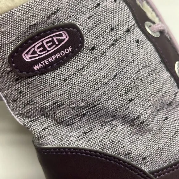 Keen Girl’s Waterproof Rubber Sherpa Lined Heather Purple Lace Up Boots Size 3