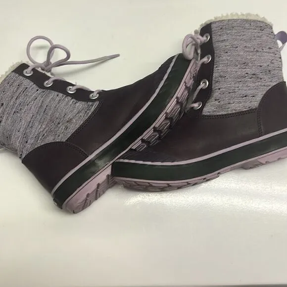 Keen Girl’s Waterproof Rubber Sherpa Lined Heather Purple Lace Up Boots Size 3