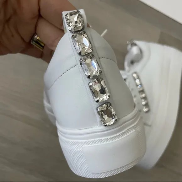 Kennel &amp; Schmenger white rhinestone sneakers