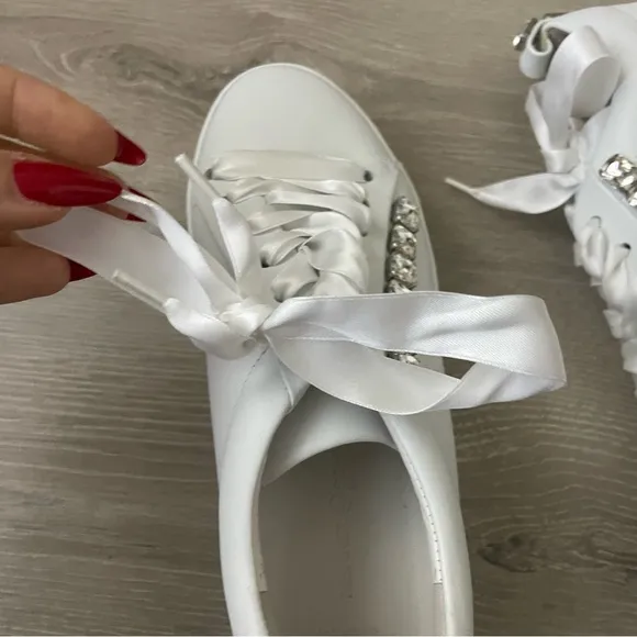 Kennel &amp; Schmenger white rhinestone sneakers