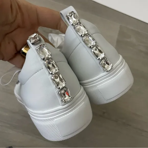 Kennel &amp; Schmenger white rhinestone sneakers