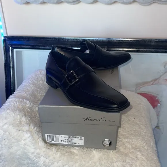 Kenneth Cole mens black genuine leather shoes suit formal wear  NWT