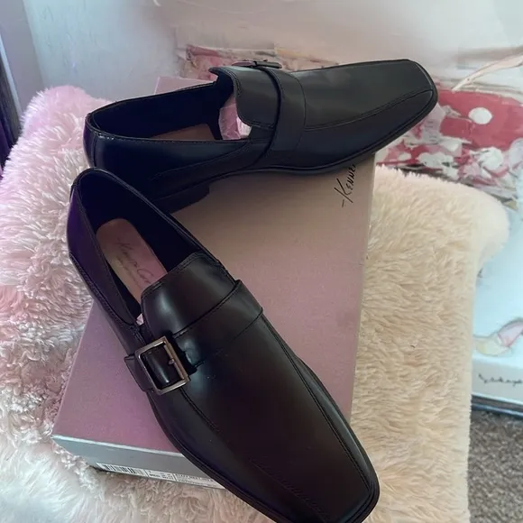 Kenneth Cole mens black genuine leather shoes suit formal wear  NWT