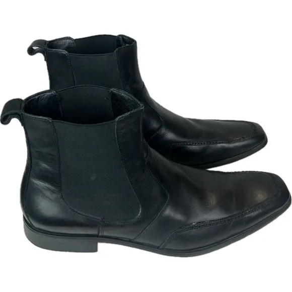 Kenneth Cole New York Men’s Black Leather Boots Size 11M Square Toe