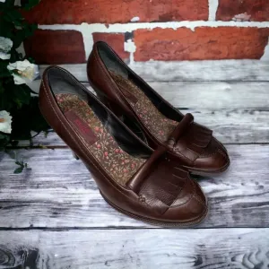Kenzo Brown Leather Heeled Shoes Oxfords Maryjanes Size 10 (40) Nice Condition