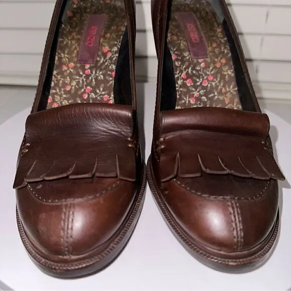 Kenzo Brown Leather Heeled Shoes Oxfords Maryjanes Size 10 (40) Nice Condition