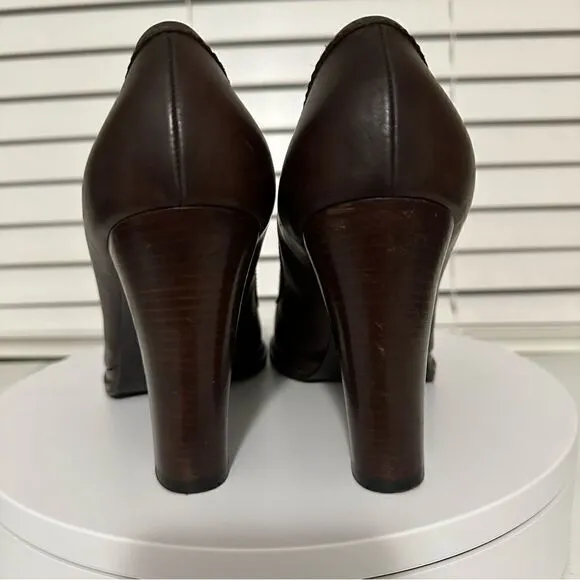 Kenzo Brown Leather Heeled Shoes Oxfords Maryjanes Size 10 (40) Nice Condition