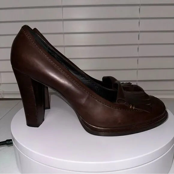 Kenzo Brown Leather Heeled Shoes Oxfords Maryjanes Size 10 (40) Nice Condition
