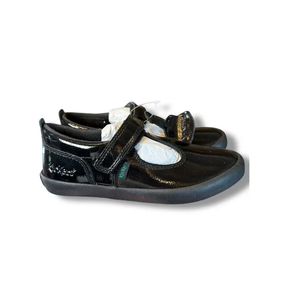 Kickers Patent T strap Leather Mary Jane School Uniform Shoes Black Size 24 8 US