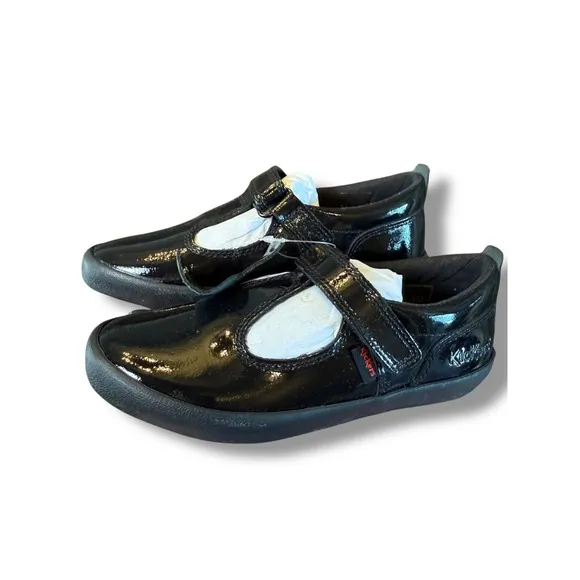 Kickers Patent T strap Leather Mary Jane School Uniform Shoes Black Size 24 8 US