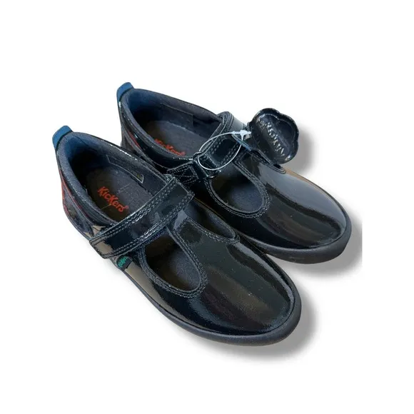 Kickers Patent T strap Leather Mary Jane School Uniform Shoes Black Size 24 8 US