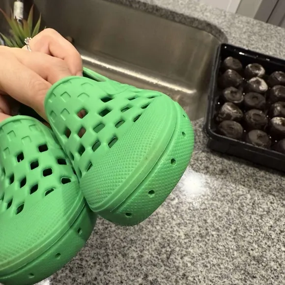 Kids Green Slip-On Shoes Vans croc style Toddlers 7
