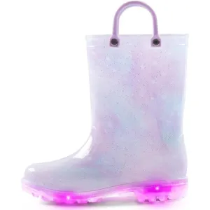 Kids Rain Boot Giral Purple Polyvinyl Chloride Waterproof Light up dual …