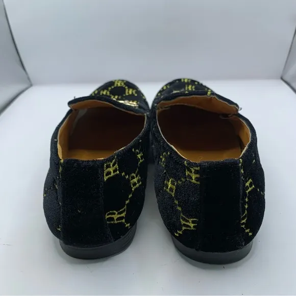 Kids Romano Next Generation Black Velvet Gold Crest Pull On Shoes - Size 35/2.5