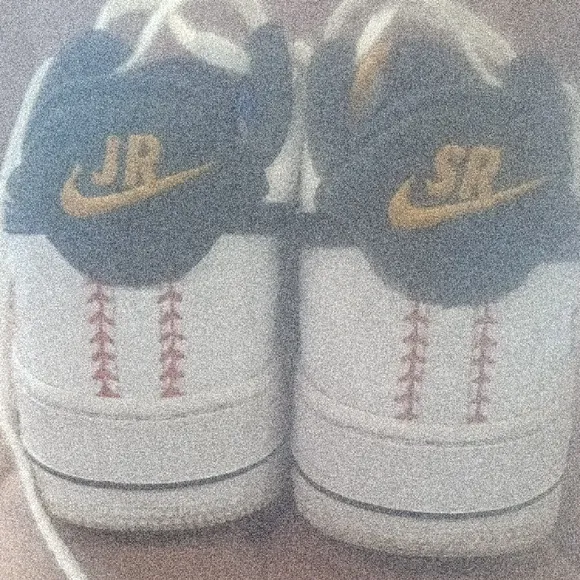 Kids White and Gray Nike Shoes