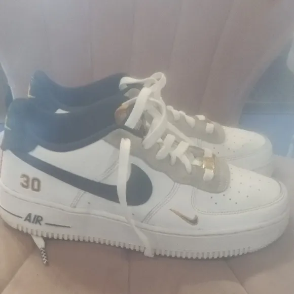 Kids White and Gray Nike Shoes
