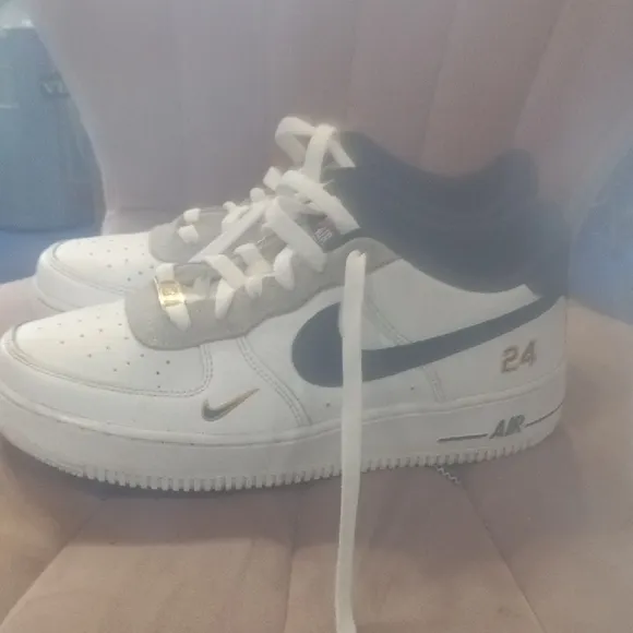 Kids White and Gray Nike Shoes