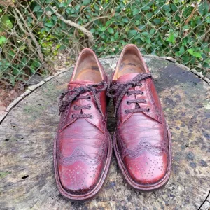 Kings of Lloyd Mens 10 M Burgundy Brown Dress Luxe Leather Wingtip Derby Shoes