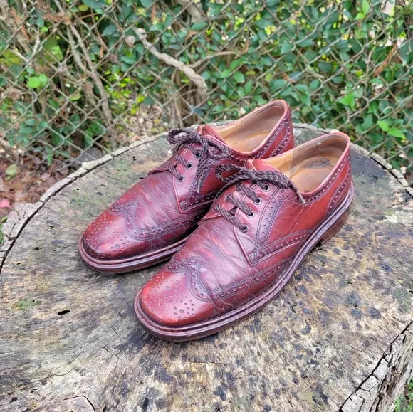 Kings of Lloyd Mens 10 M Burgundy Brown Dress Luxe Leather Wingtip Derby Shoes