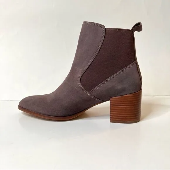 Kiomi Taupe Mocha Tan Pull On Block Heel Suede Ankle Boots Bootie EUR 37/US 6.5