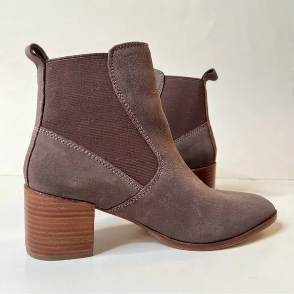 Kiomi Taupe Mocha Tan Pull On Block Heel Suede Ankle Boots Bootie EUR 37/US 6.5