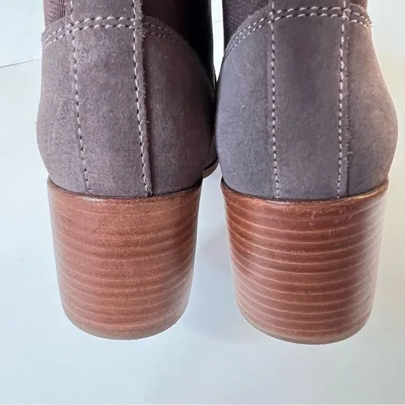 Kiomi Taupe Mocha Tan Pull On Block Heel Suede Ankle Boots Bootie EUR 37/US 6.5