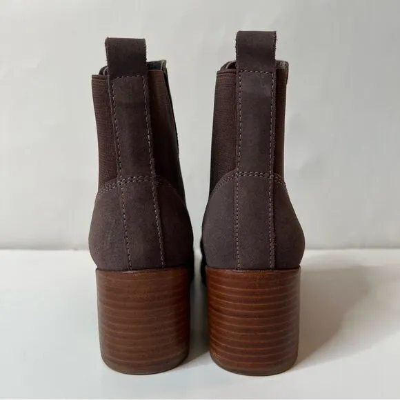 Kiomi Taupe Mocha Tan Pull On Block Heel Suede Ankle Boots Bootie EUR 37/US 6.5