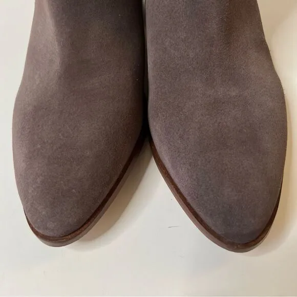 Kiomi Taupe Mocha Tan Pull On Block Heel Suede Ankle Boots Bootie EUR 37/US 6.5