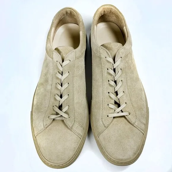 Koio Mens Capri Sneakers - Low Top Tan Suede Made in Italy - 12 (US) 45 (EU)