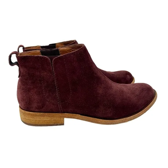 KORK-EASE Burgundy Suede Velma Boots Booties Size 8.5 Chelsea Ankle Pull On