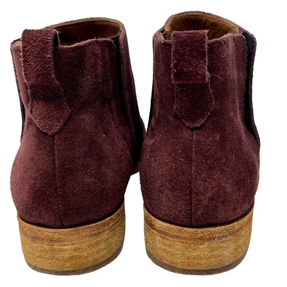 KORK-EASE Burgundy Suede Velma Boots Booties Size 8.5 Chelsea Ankle Pull On