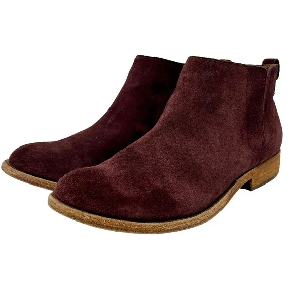 KORK-EASE Burgundy Suede Velma Boots Booties Size 8.5 Chelsea Ankle Pull On