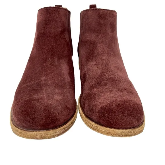 KORK-EASE Burgundy Suede Velma Boots Booties Size 8.5 Chelsea Ankle Pull On