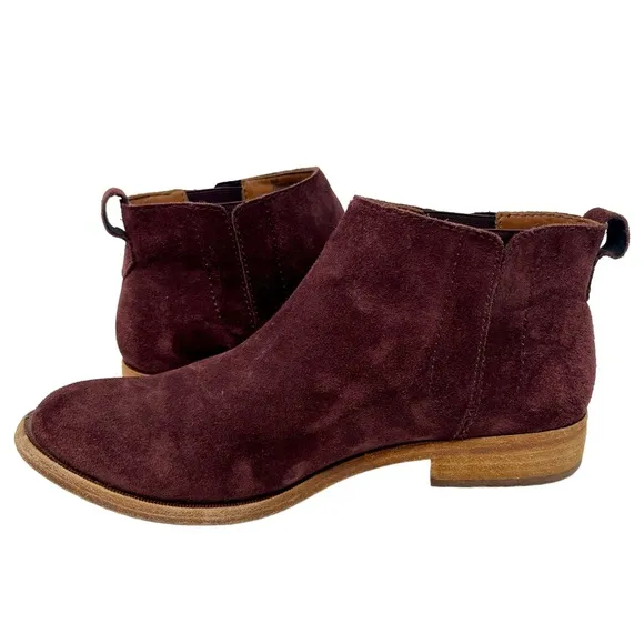 KORK-EASE Burgundy Suede Velma Boots Booties Size 8.5 Chelsea Ankle Pull On