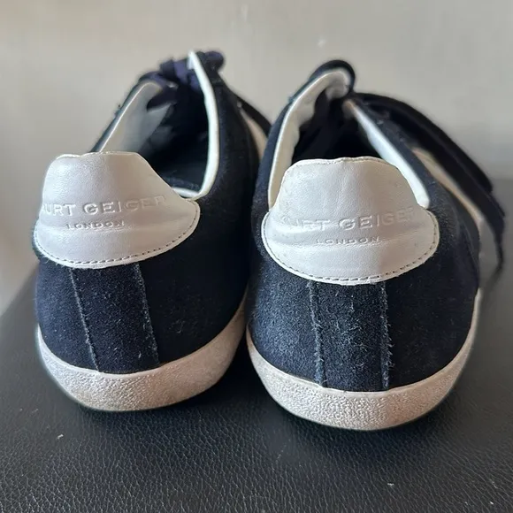 Kurt Geiger Black Suede White Accent Sneakers Mens 43 9.5 10